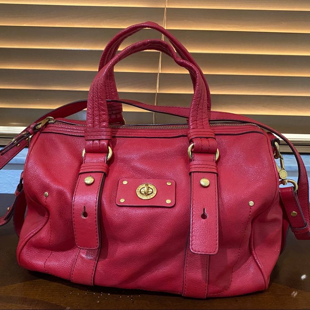 Marc By Marc Jacobs Leather Red Crossbody Shoulder Hand Bag With Gold Hardware - Picture 2 of 15